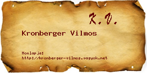 Kronberger Vilmos névjegykártya